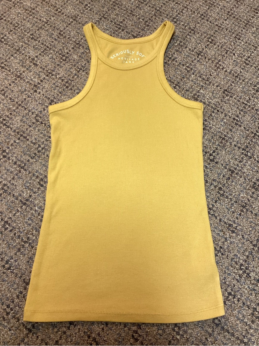 Aero Seriously Soft Heritage Mustard Yellow Ribbed Tank Top * Size Small